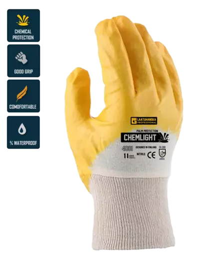 Chemlight Nitriili 3/2 pinnoitettu työkäsine Art.4001 - Kemikaalisuojakäsineet - 4001 - 1