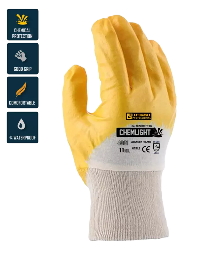 Chemlight Nitrile 3/2 Coated Work Glove Art.4001 - Kemikaalisuojakäsineet - 4001 - 1