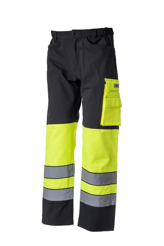 Hi-vis FÄRG stretch midjebyxor gul/svart EN 20471 Lk.1 - 4358 - Varselbyxor sommar - M4358 - 1