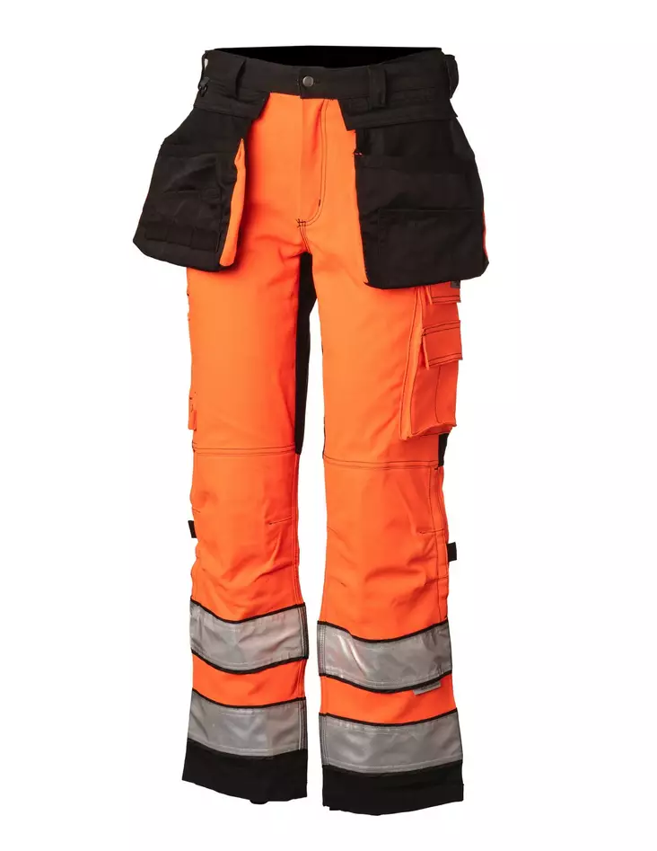 Hi-Vis STRETCH hängande fickbyxor orange/svart EN 20471 klass 2 - 4352 - Varselbyxor sommar - M4352 - 1