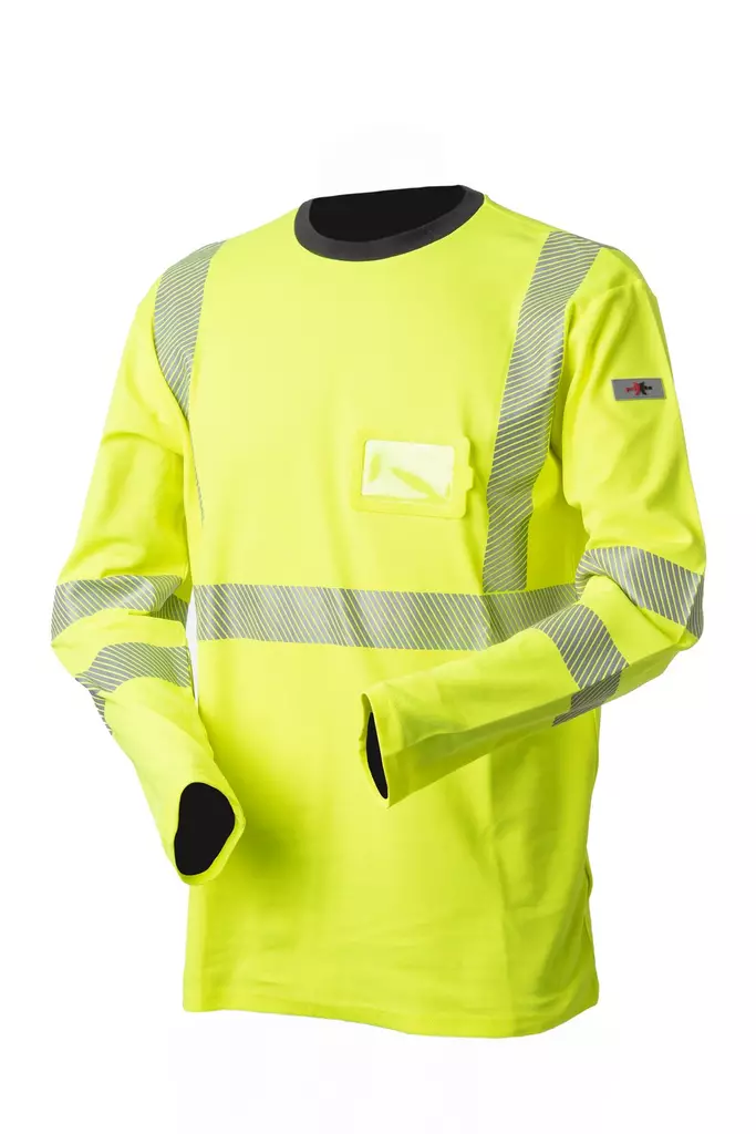 Hi-Vis långärmad gul bomullsförstärkt skjorta med tryck EN 20471 Lk.2 - 4362 - PRIHA - M4362 - 1