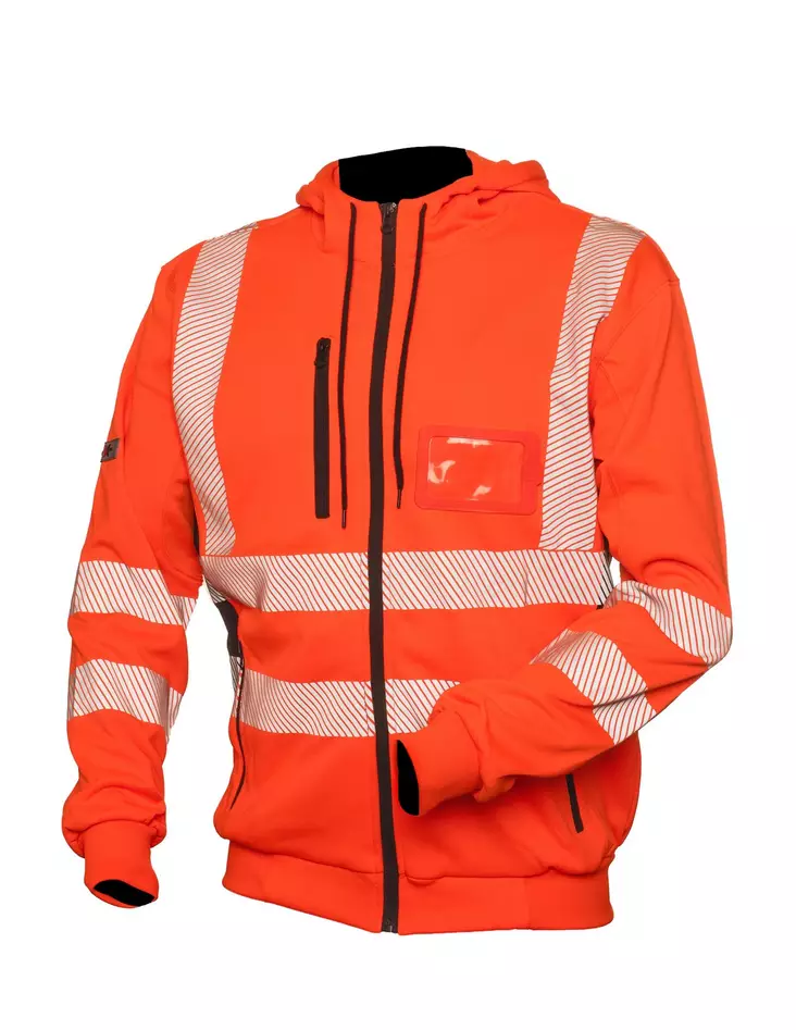 Priha huomiovärinen College hupparitakki oranssi/musta EN 20471 Lk.2 - 4324 - Huomio college-puserot & hupparit - M4324 - 1