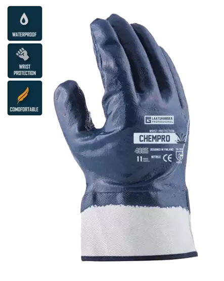 ChemPro Nitriili pinnoitettu rannesuoja työkäsine Art.4005 - Kemikaalisuojakäsineet - 4005 - 1