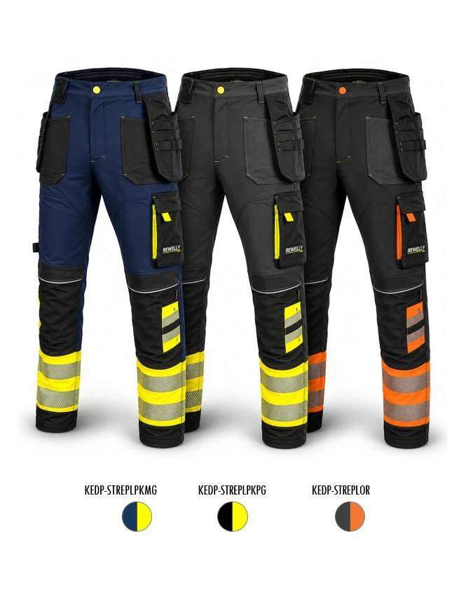 Stretch PLUS - Rakenteelliset Hi-Vis housut - Varselbyxor sommar - KEDP-STREPLOR - 1