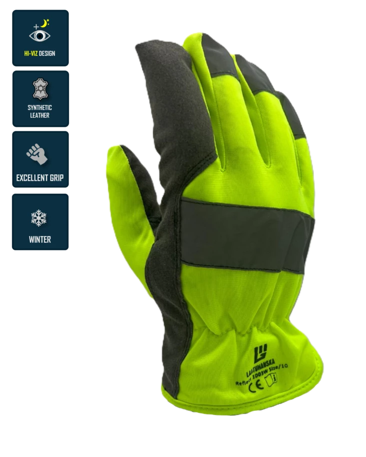 Thermo Reflect Hi-vis synteettinen asentaja vuorillinen käsine Art.1003W - Talvi työkäsineet - 1003W - 1